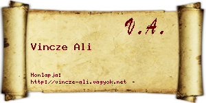 Vincze Ali névjegykártya